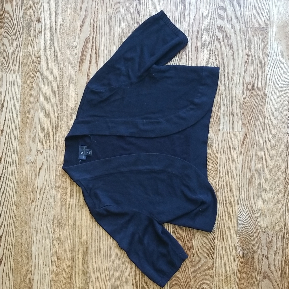 (M) Worthington Short Sleeve Shrug Classic Black Rayon Blend Closet Staple